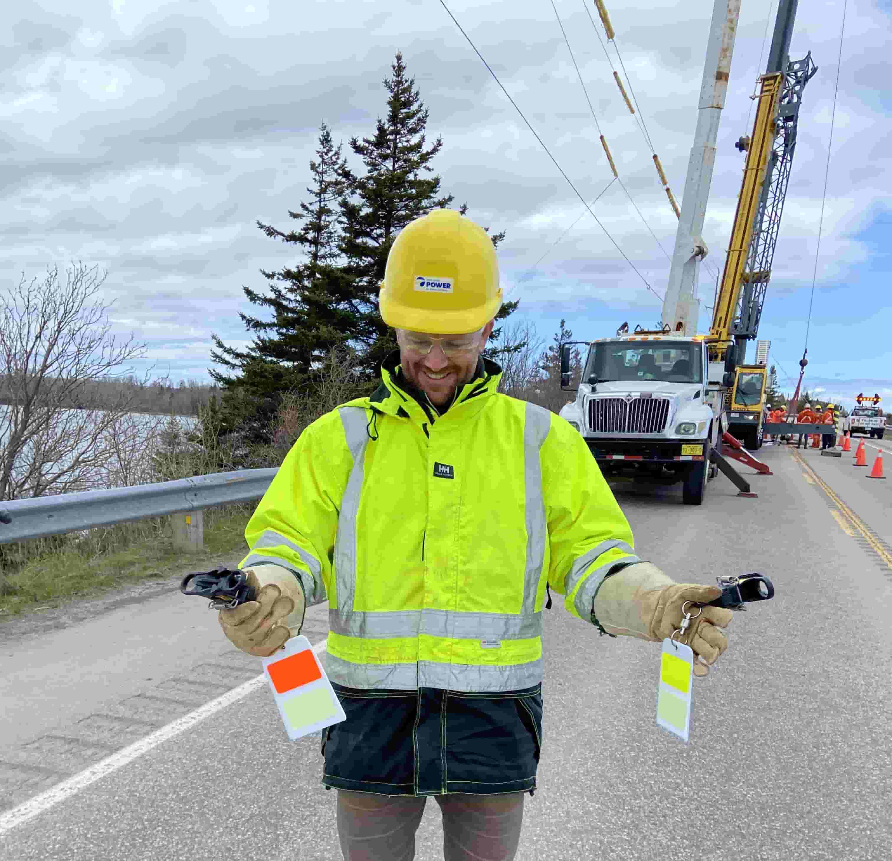 A NS Power worker overseeing the installation of environmental protection devices.