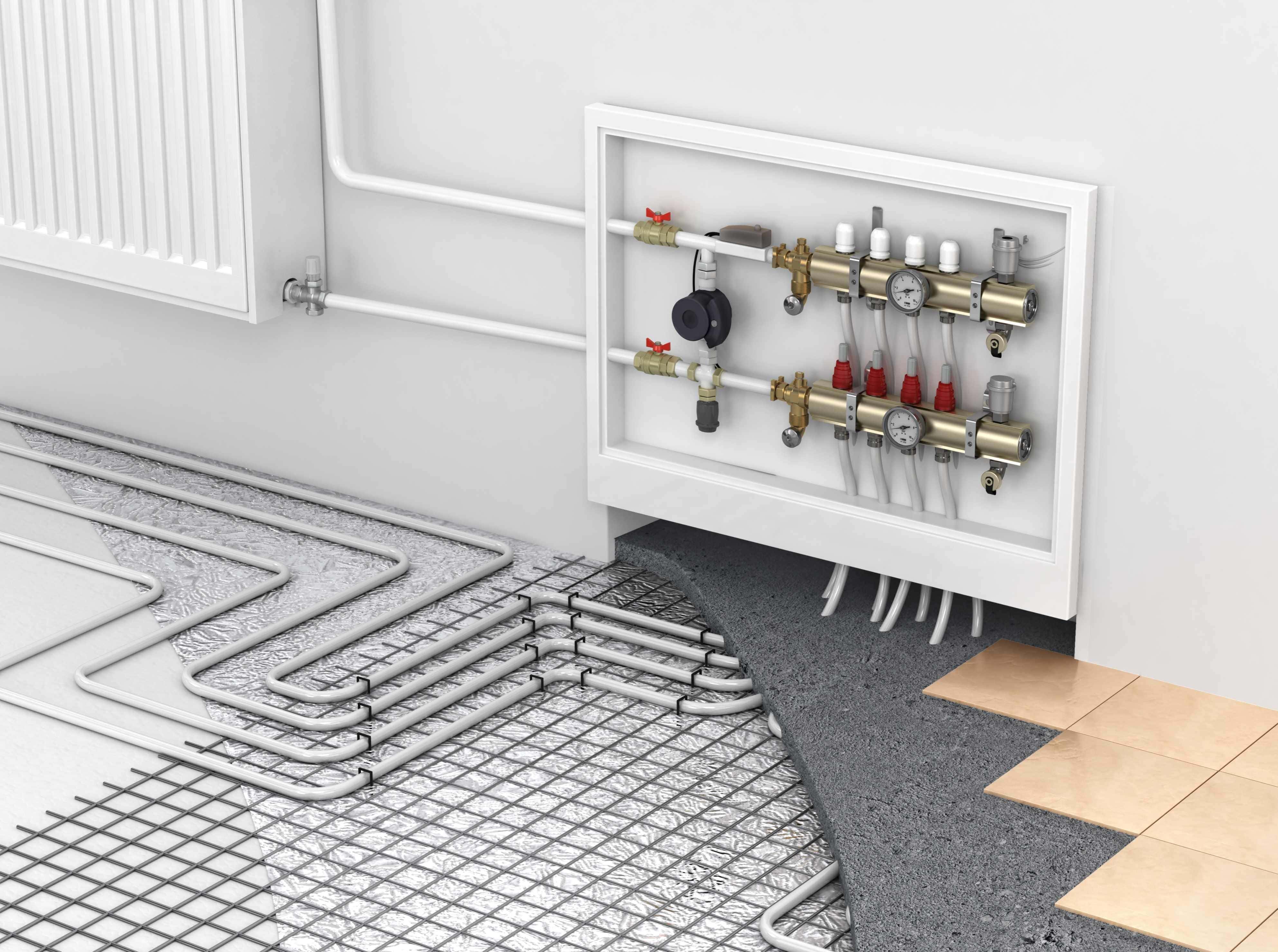 Electric thermal storage in-floor radiant unit.