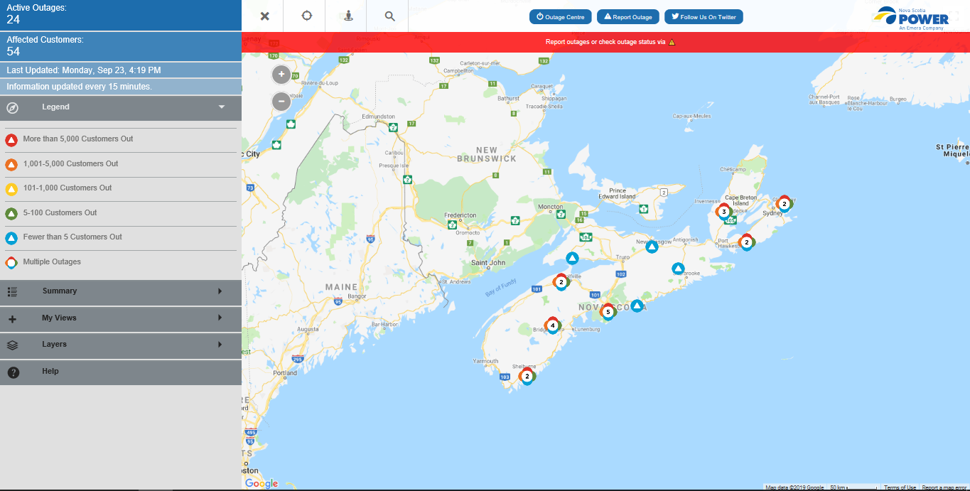 How To Read Outage Map Nova Scotia Power